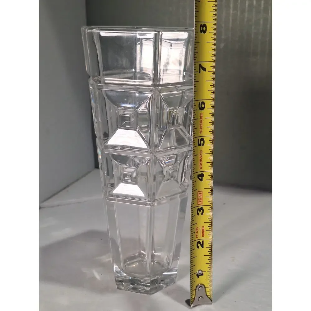 Rosenthal Classic Germany Heavy Crystal Vase 8in Geometric Modern Clear Glass